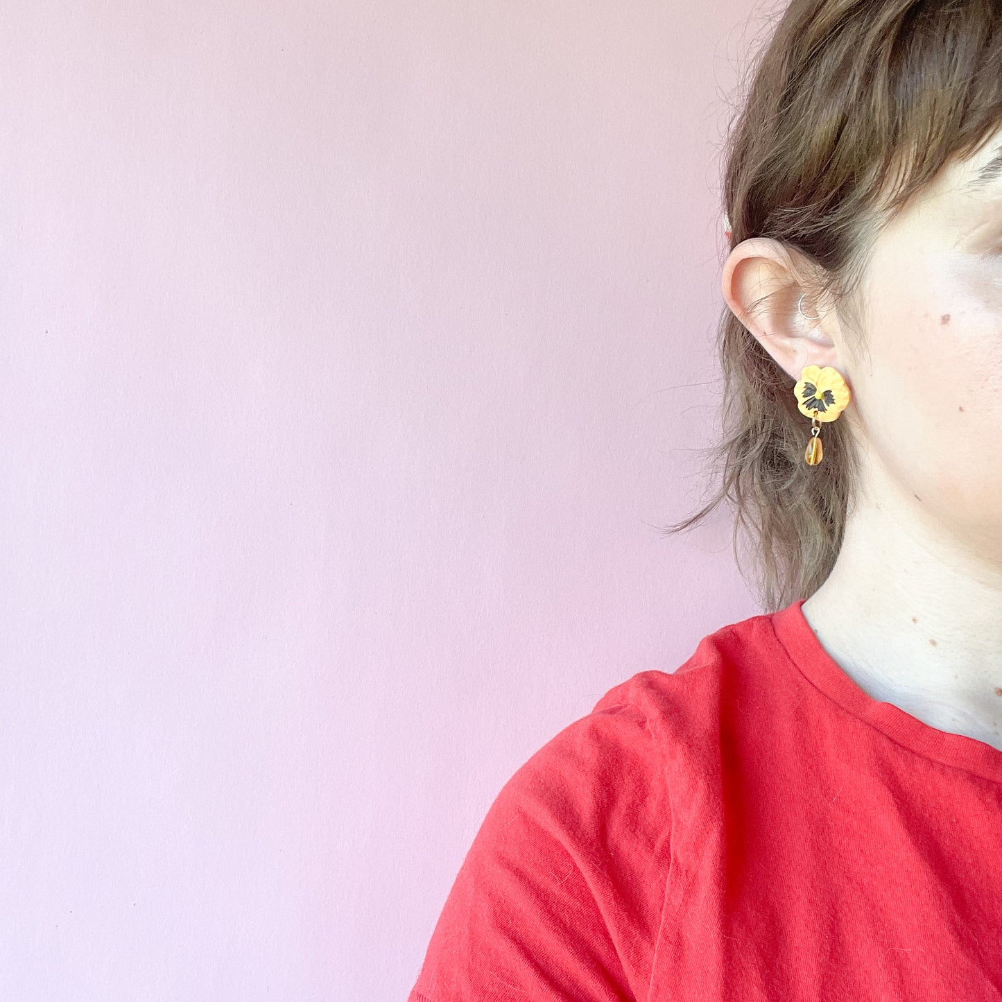 Yellow Pansy Earrings