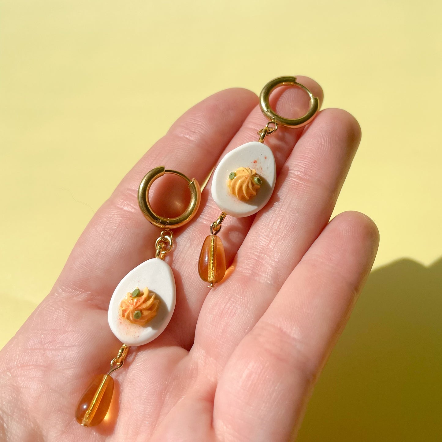 Deviled Egg Huggie Earrings