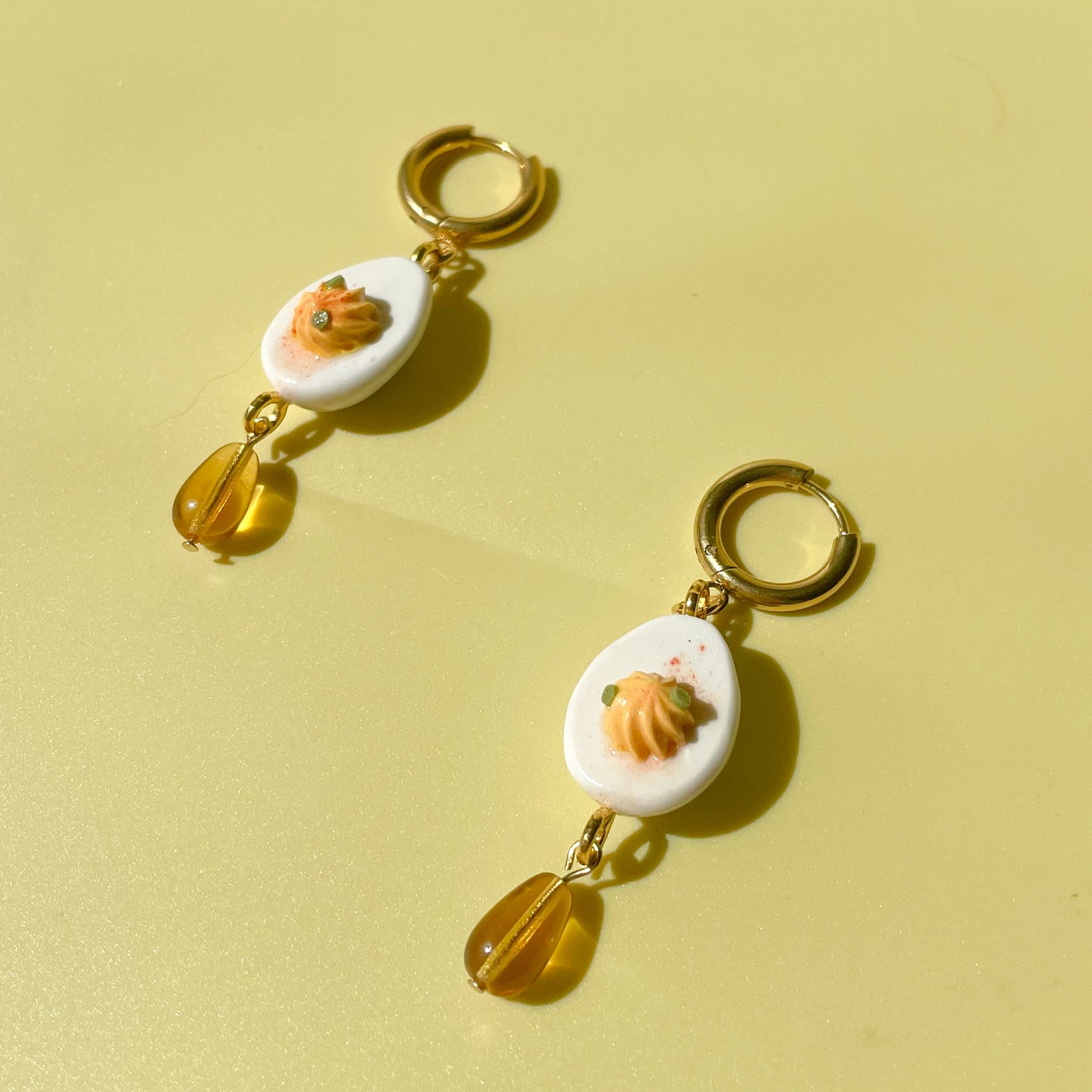 Deviled Egg Huggie Earrings