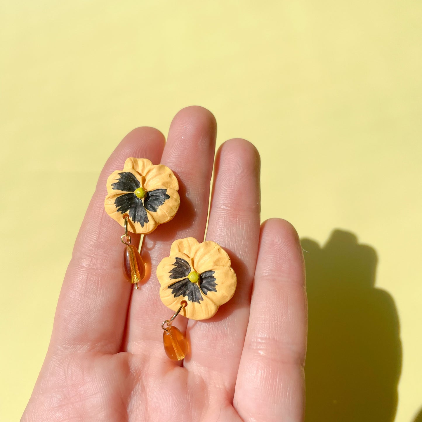 Yellow Pansy Earrings