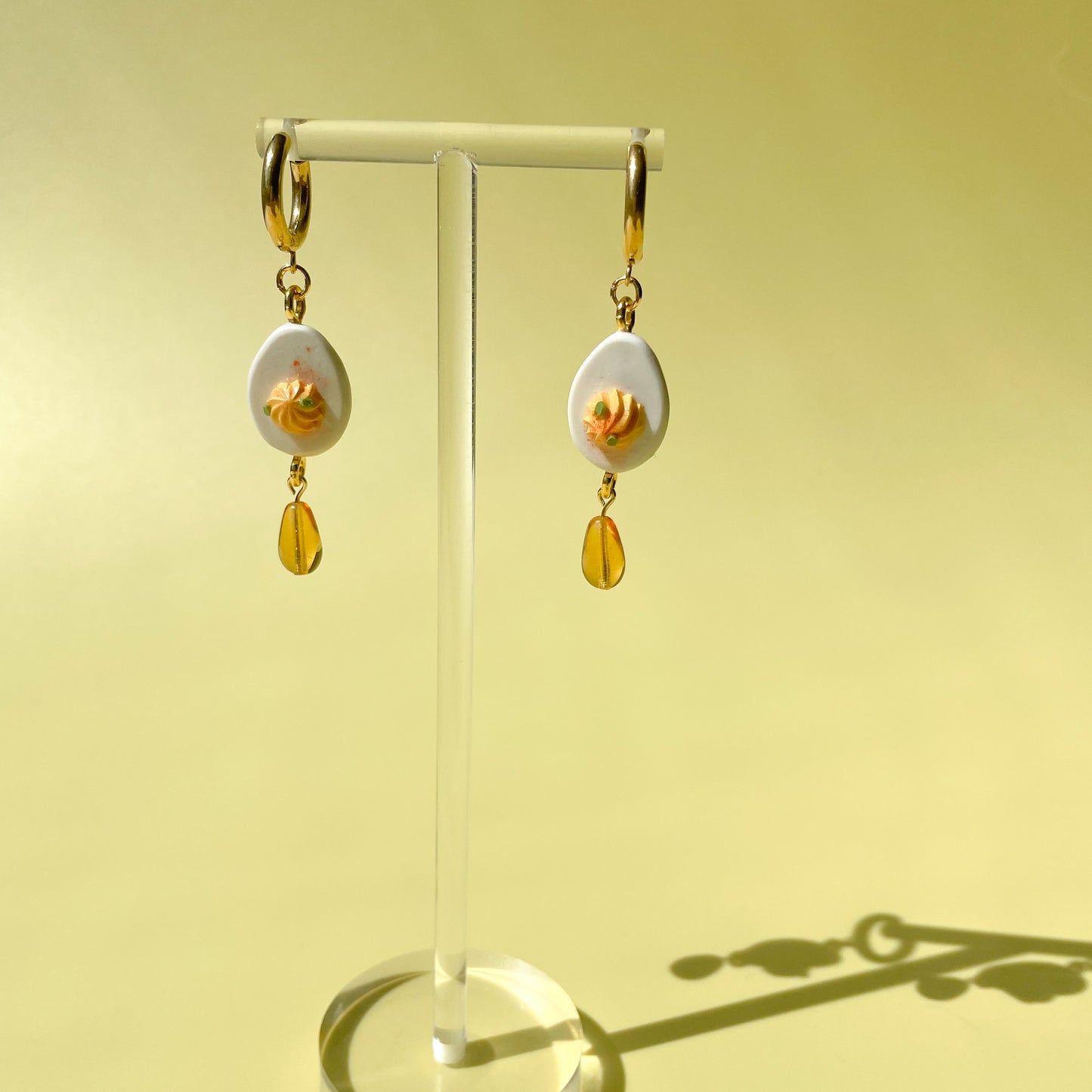 Deviled Egg Huggie Earrings