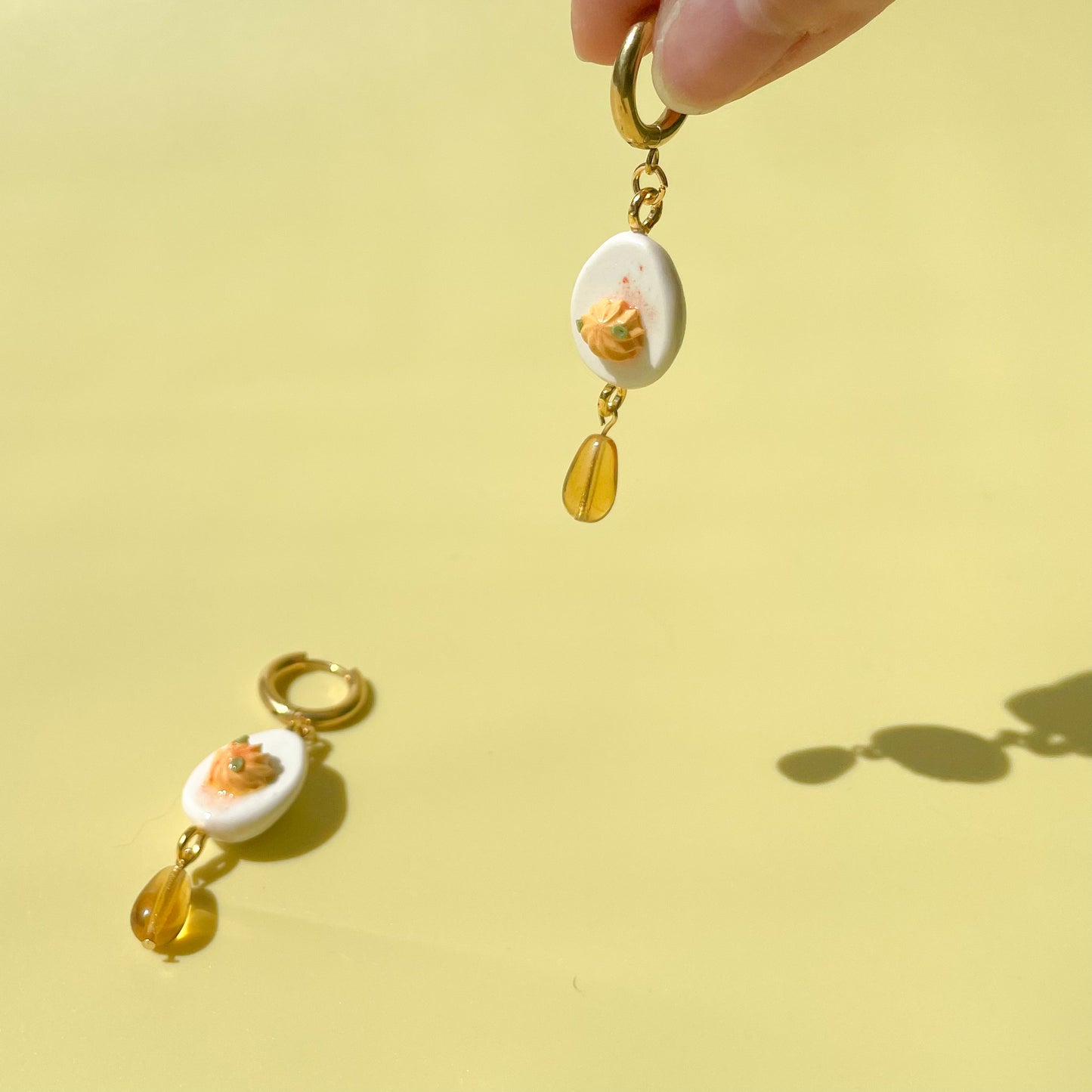 Deviled Egg Huggie Earrings