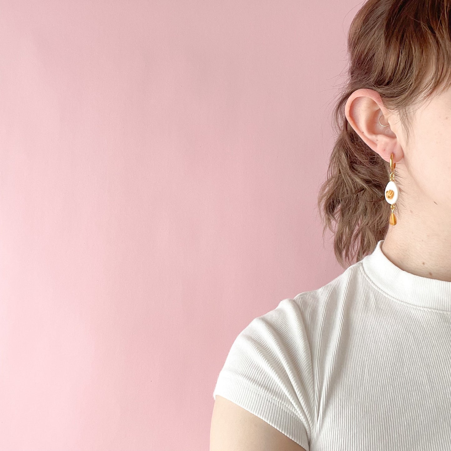 Deviled Egg Huggie Earrings
