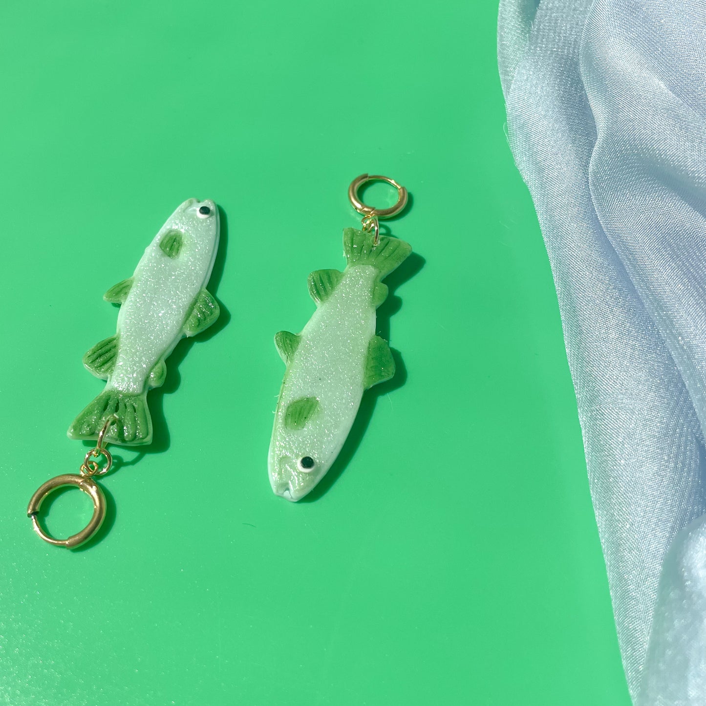 Green Fancy Fish Earrings