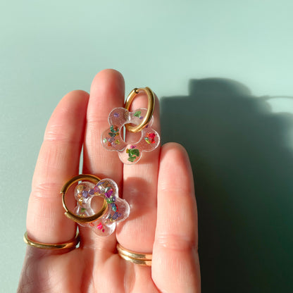 Bejeweled Mini Flower Hoops