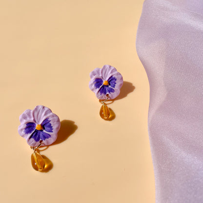 Lilac Pansy Earrings