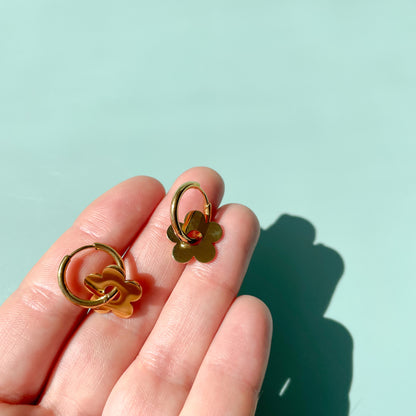 Gold Daisy Hoops