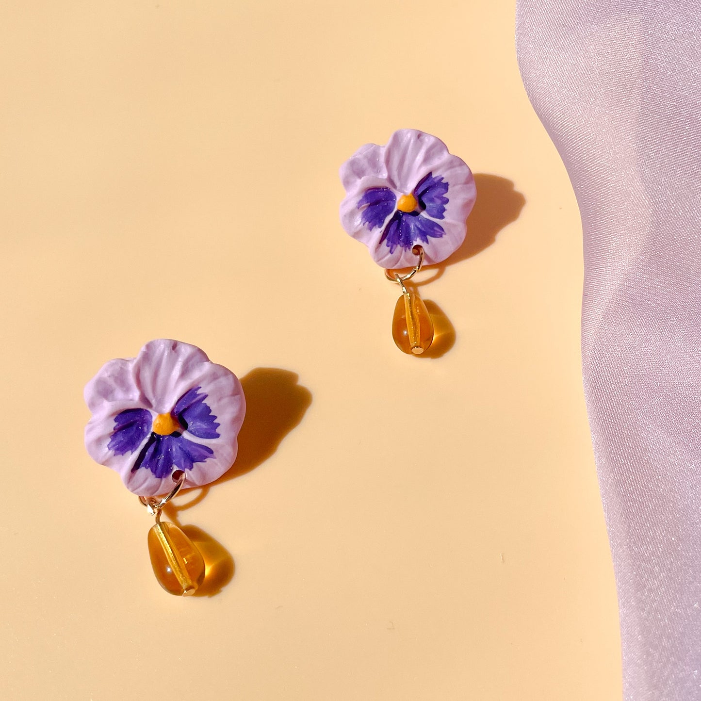 Lilac Pansy Earrings