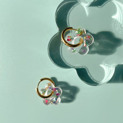 Bejeweled Mini Flower Hoops